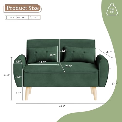 Vongrasig 47" Small Modern Loveseat Sofa