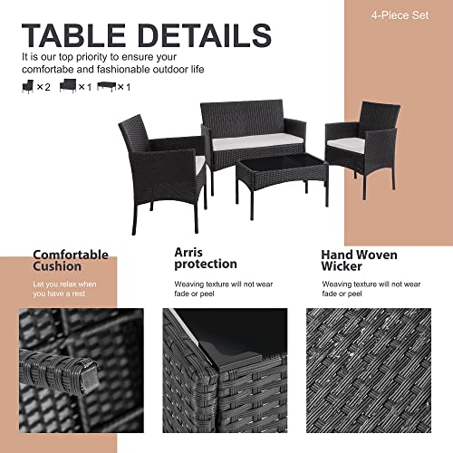 Shintenchi 4 Piece Outdoor Patio Furniture Sets