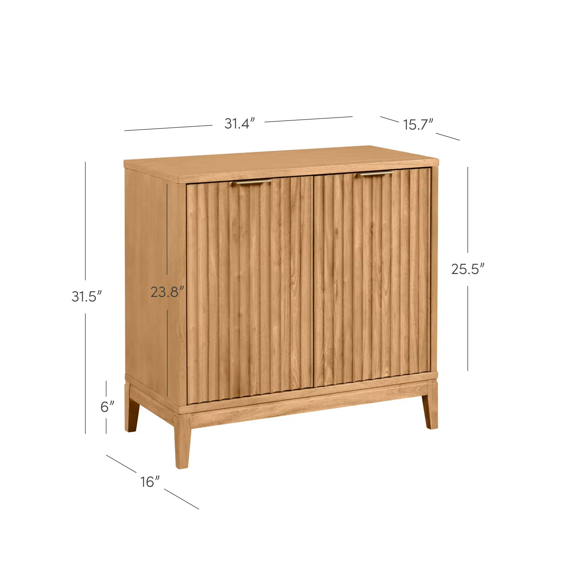 Nathan James Jasper Modern Sideboard, Kitchen Storage Cabinet with Fluted Doors, Accent Storage for Kitchen or Living Room, Natural Brown