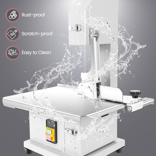 1500W Electric Bone Saw Machine | 20" x 15" Meat Cutting Table | Stainless Steel Bandsaw Machine | 0.04-8" Cutting Thickness with 8 Saw Blades |