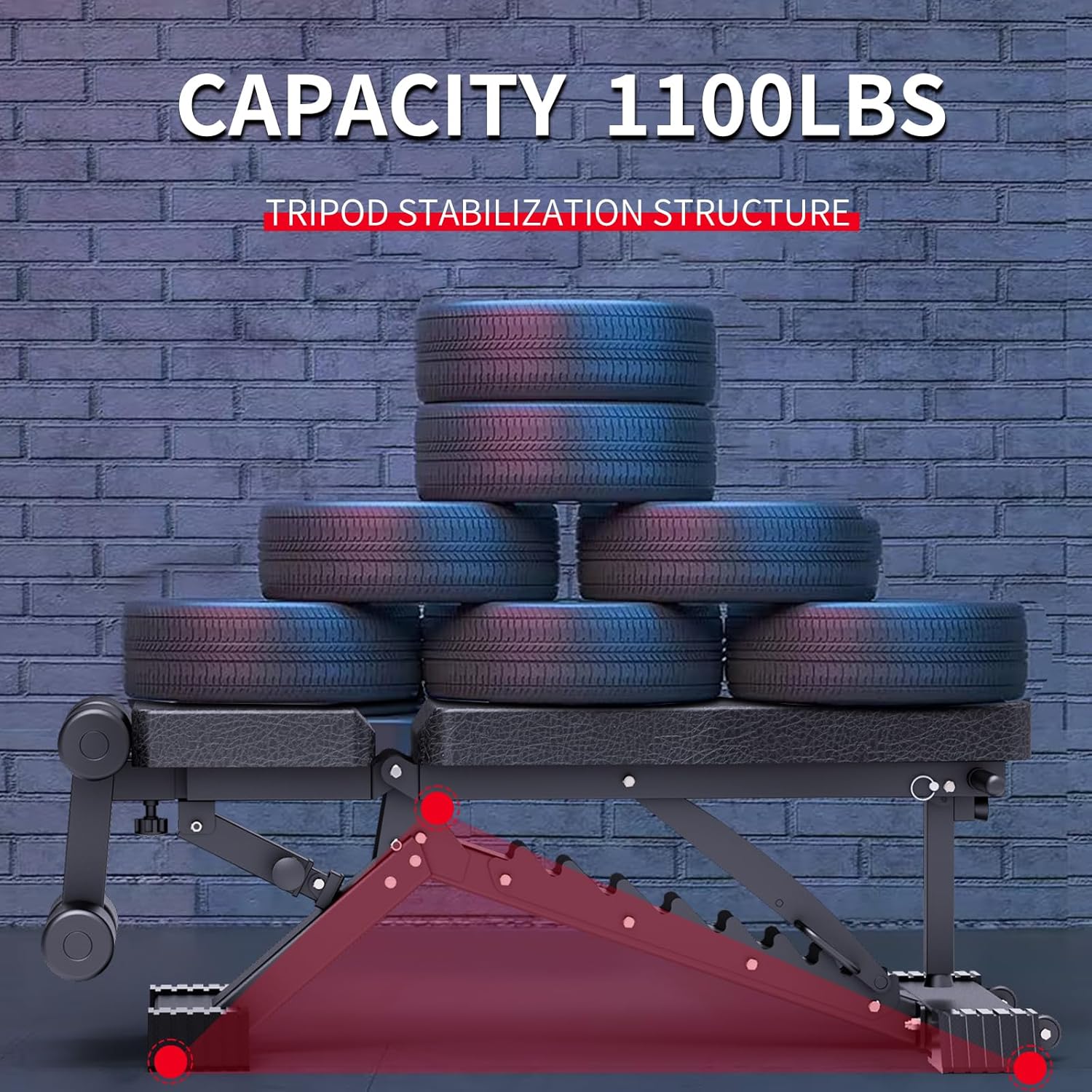 K KINGKANG Adjustable Weight Bench, 1100 LB Weight Capacity Heavy-duty Workout Bench, Extended Head, and Neck Protection Design