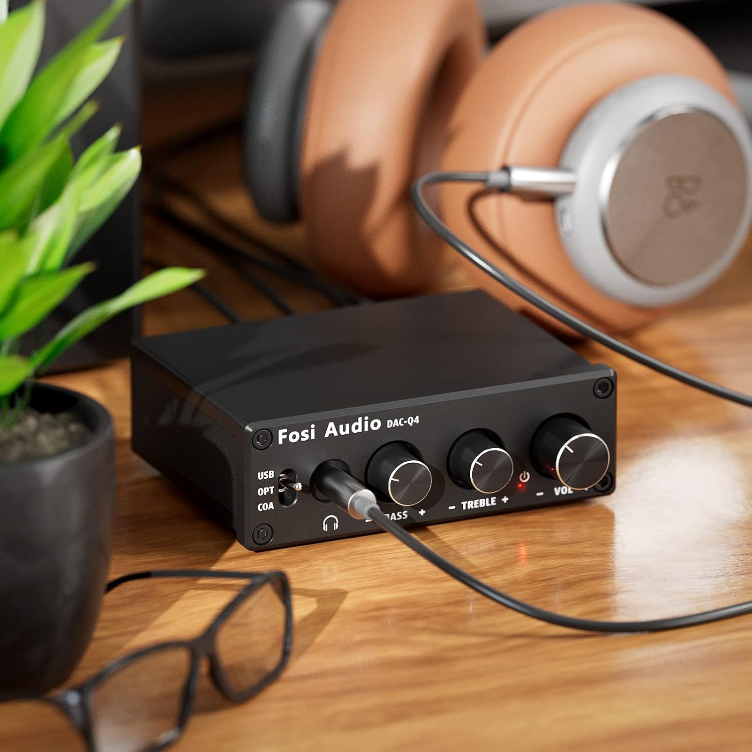 Fosi Audio Q4 Headphone Amplifier Mini Stereo DAC 24-Bit 192 KHz USB Optical Coaxial to RCA AUX Digital-to-Analog Audio Converter Adapter for Home