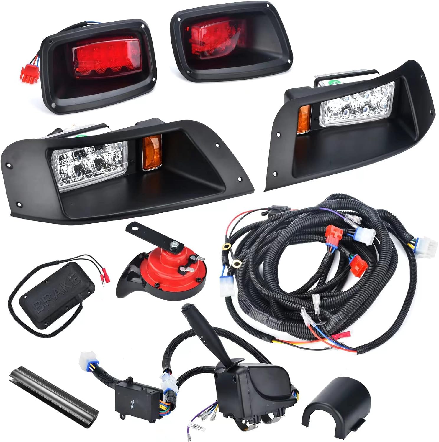 LED Headlight Tail Light Kit Compatible with EZGO TXT Golf Carts 1996-2013 12V Street Legal Light Kit with Turn Signal Wire Harness Compatible with