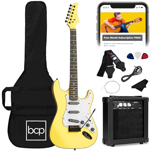 Best Choice Products 39in Full Size Beginner Electric Guitar Starter Kit w/Case, Strap, 10W Amp, Strings, Pick, Tremolo Bar - Sunburst