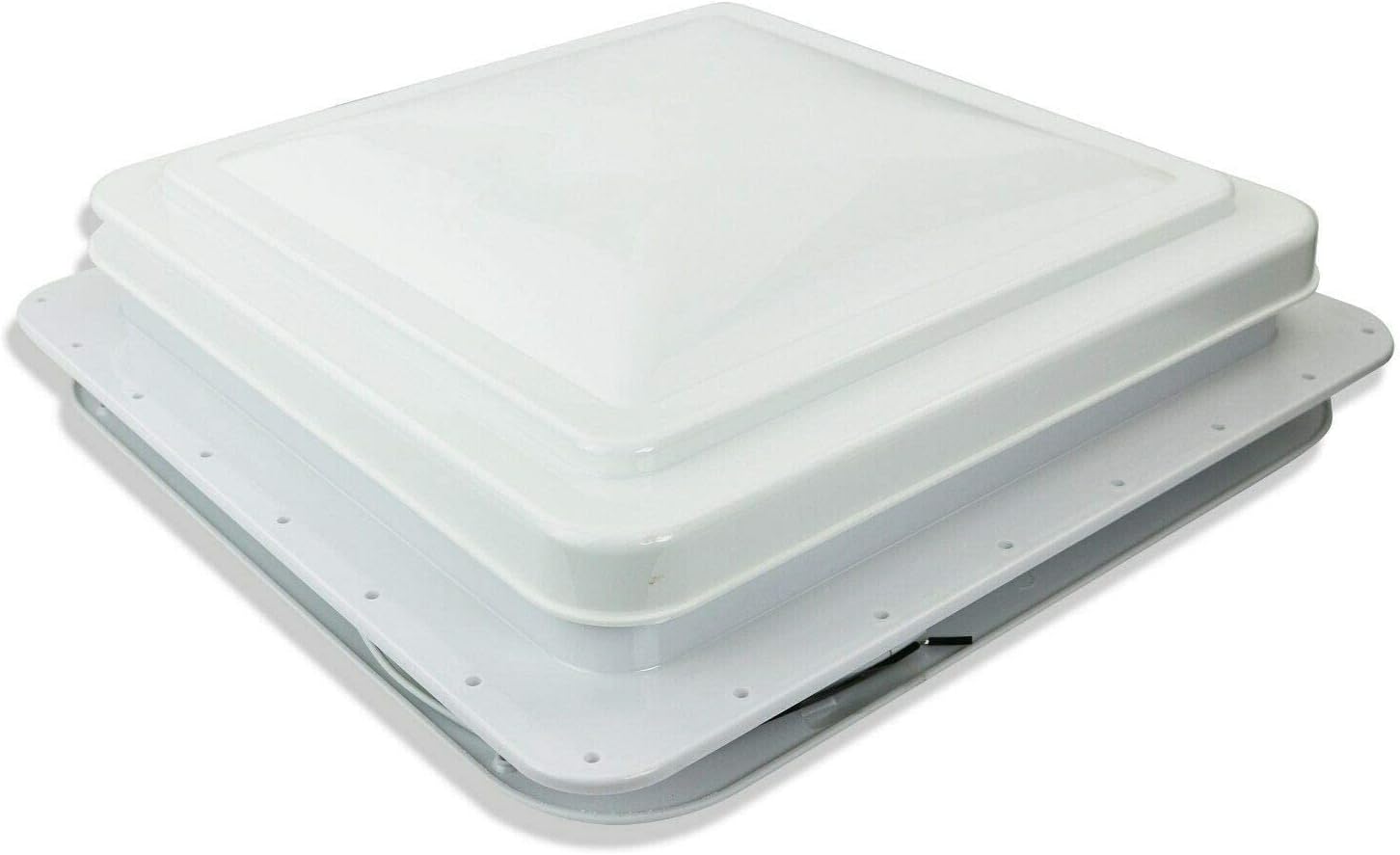 14" RV Vent Fan RV Trailer Roof Vent Complete 12 Volt FAN Trailer Universal White Lid Roof Vent w/ White Lid and Interior Garnish for Camper