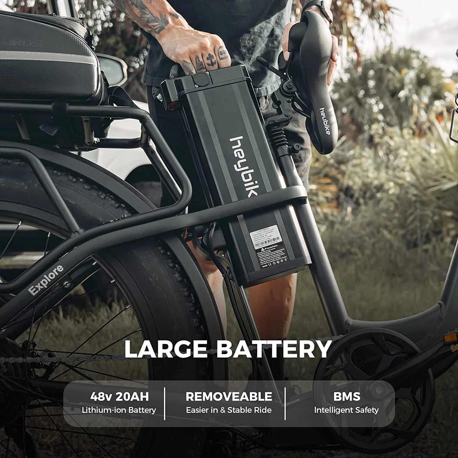 Heybike Explore Electric Bike for Adults, 750W Brushless Motor with 48V 20AH Removable Battery, 26 Fat Tire Step-Thru Ebike