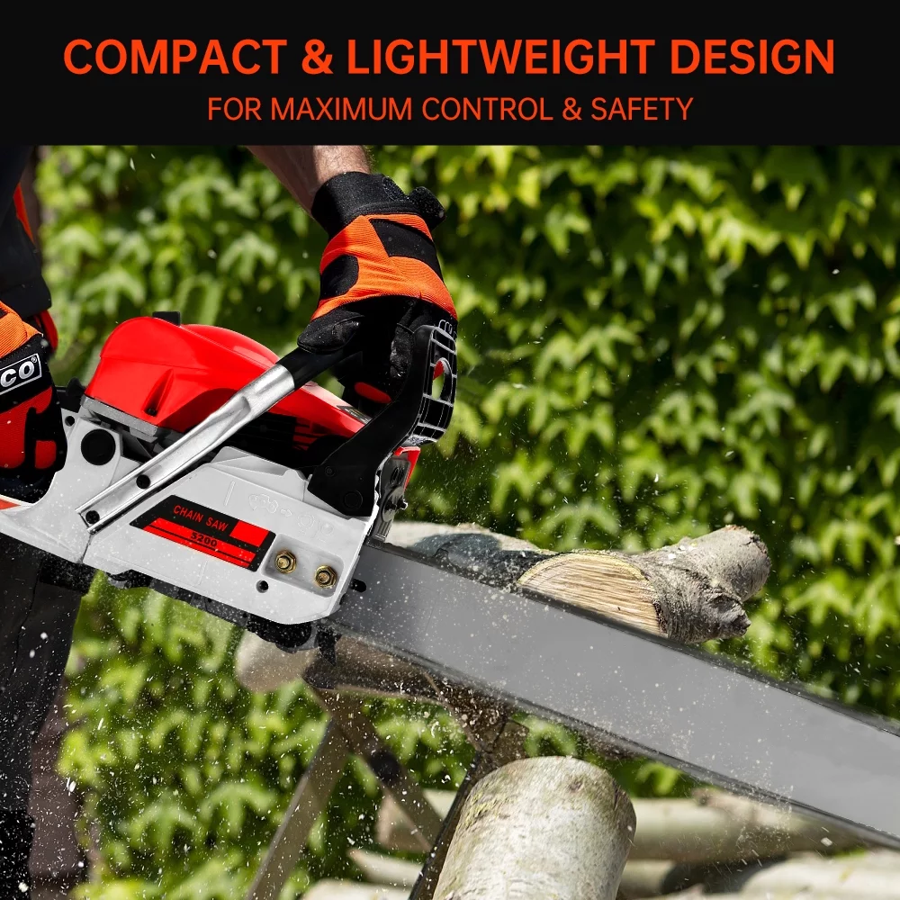 TOPTENG Gasoline Chainsaw with 22 in. Bar 52CC Engine 2-Cycle Gas Powered Chainsaw for Farm/Garden/Ranch/Firewood