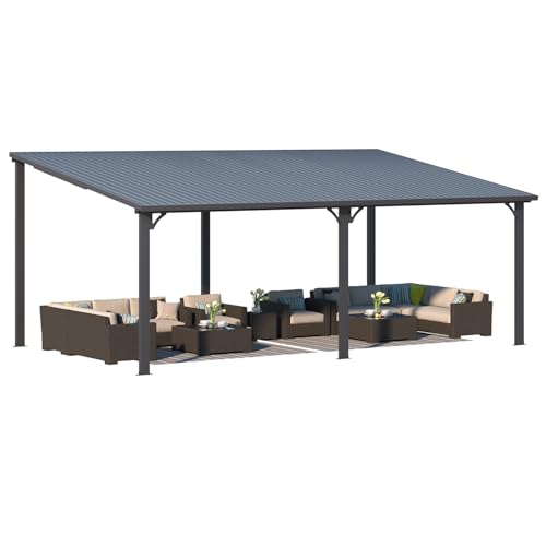AECOJOY 10&rsquo; x 10&rsquo; Gazebo, Wall Mounted Gazebos Pergola on Clearance, Outdoor Patio Lean to Gazebo Awnings for Deck, Porch