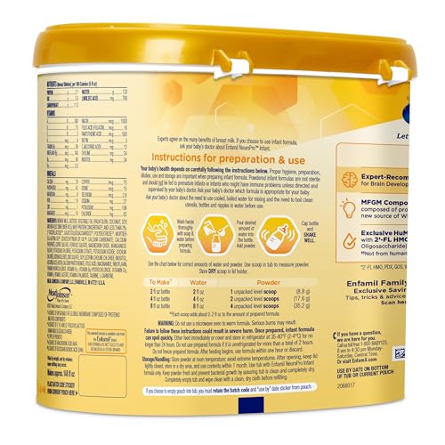 Enfamil NeuroPro Baby Formula, Milk-Based Infant Nutrition, MFGM* 5-Year Benefit, Expert-Recommended Brain-Building Omega-3 DHA