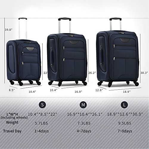 Merax Suitcase Set Softside 3-Piece Expandable Luggage with TSA Lock Spinner Wheels Lightweight Upright Luggage with Travel Bag(22/26/30 IN
