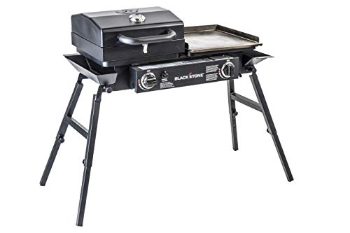 Blackstone Tailgater Stainless Steel 2 Burner Portable Gas Grill and Griddle Combo Total 35,000 BTUs for Indoor or Backyard, Outdoor, Patio, Picnic