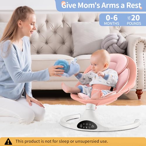LAREX Baby Swing Infant Swing Electric Toddler Baby Rocker Portable for Newborn Boy Girl, 5 Sway Speeds with Remote Control