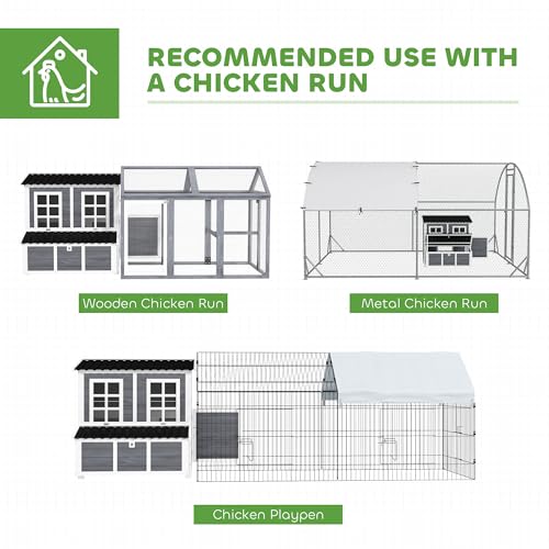 PawHut Wooden Chicken Coop, 39" Chicken House with Nesting Box, Pull-Out Tray, Waterproof Roof, Hen House Outdoor Poultry Cage for 4-6 Chickens