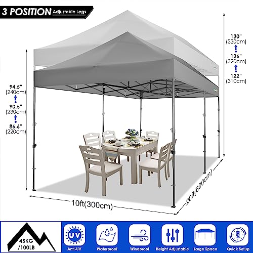 COBIZI 10x20 Heavy Duty Pop up Canopy Tent with 6 sidewalls Easy Up Commercial Outdoor Wedding Party Tents for Parties All Season Wind & Waterproof