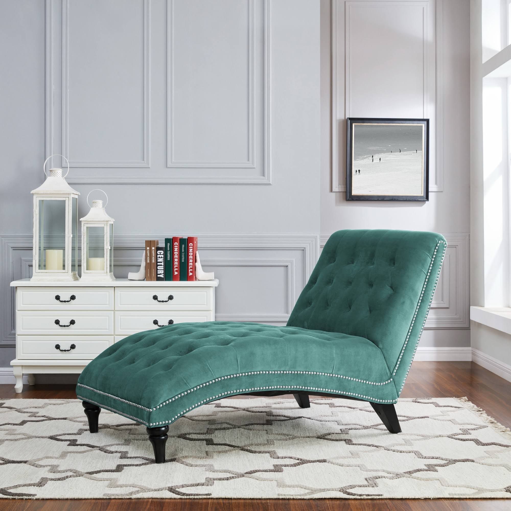 Cara Snuggler Chaise - Turquoise Blue - Handy Living