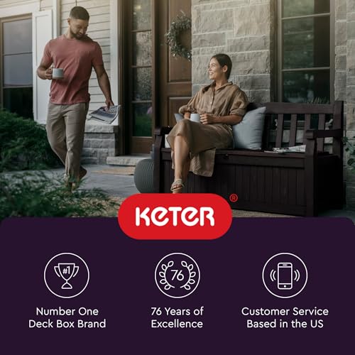 Keter Solana 70 Gallon Storage Bench Deck Box for Patio Storage