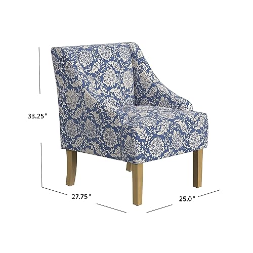 HomePop Velvet Swoop Arm Accent Chair, Suri Blue