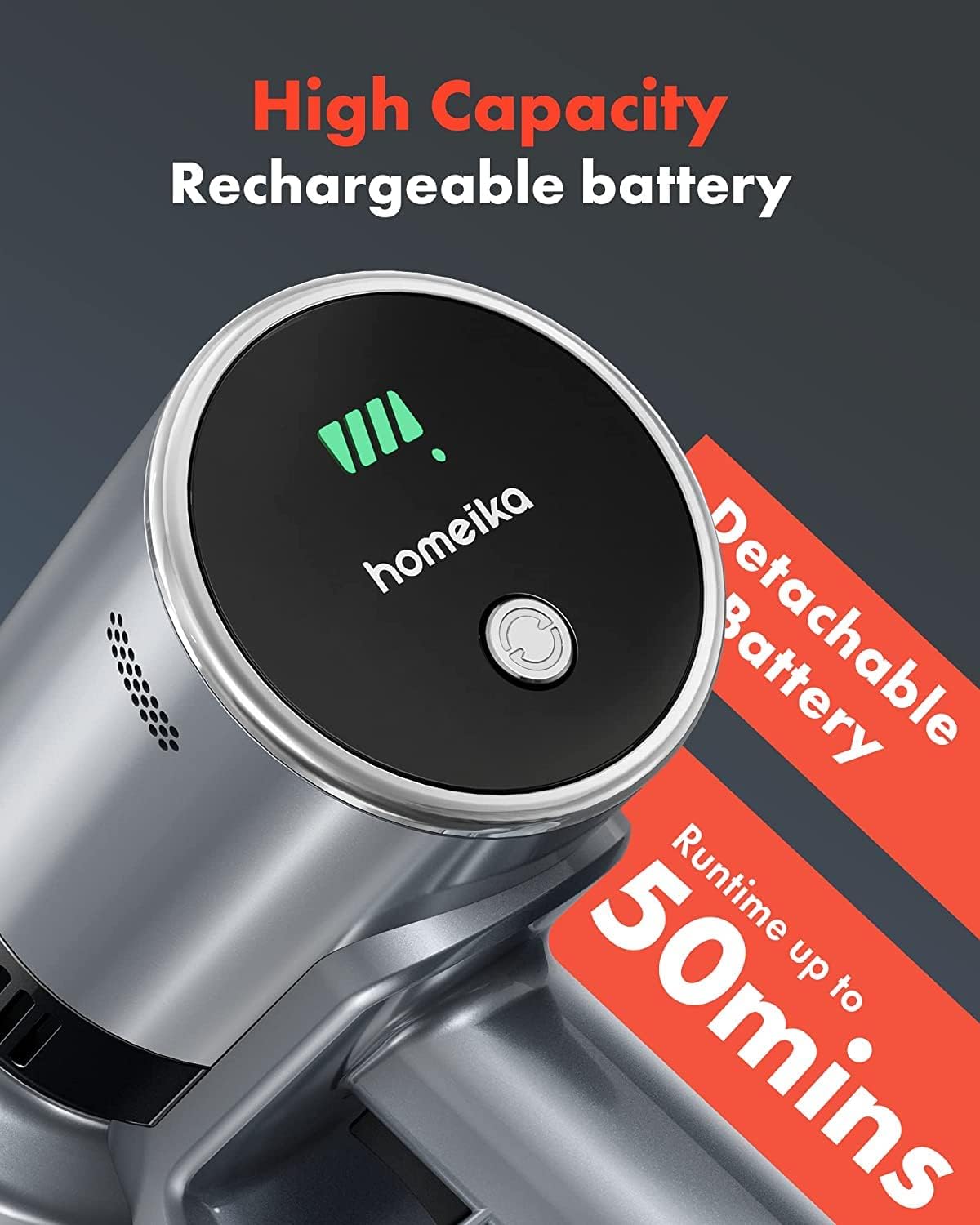 Cordless Vacuum Cleaner 4 in 1, Homeika 25000Pa Powerful Suction Lightweight Stick Vacuum Cleaner with 450W Motor, up to 50 Mins Runtime