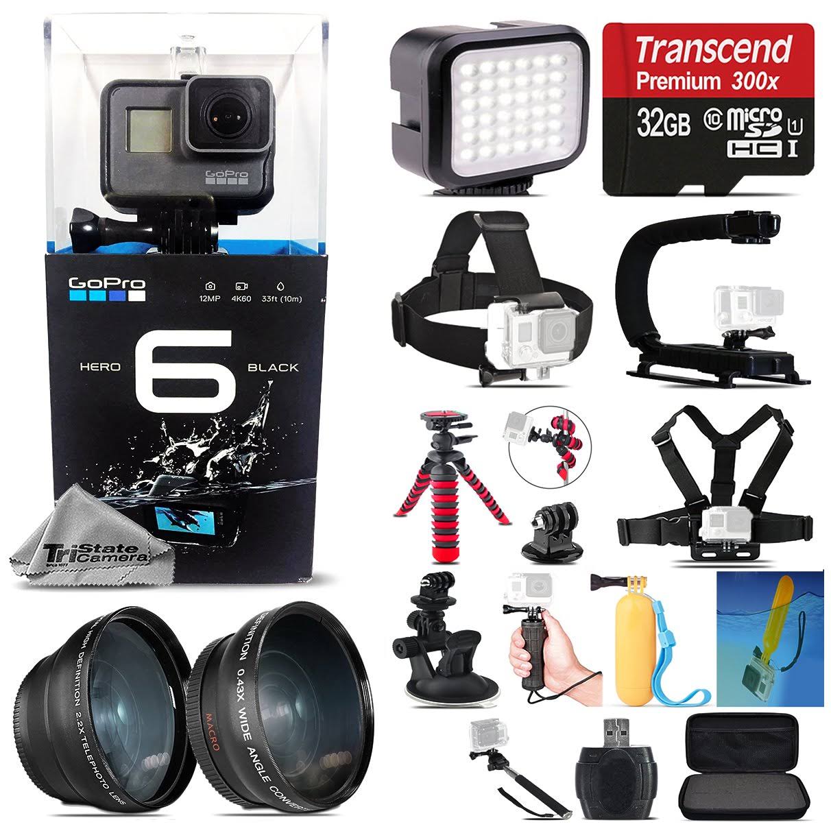 GoPro Hero6 Black 4K Ultra HD Camera + Wide Angle & Telephoto Lens CHDHX-601 GOPHERO6KA2