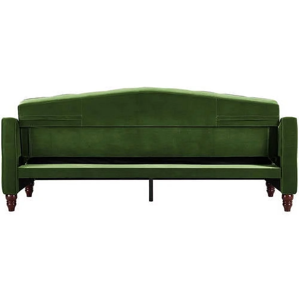 Novogratz Vintage Tufted Sofa Sleeper II, Green Velvet