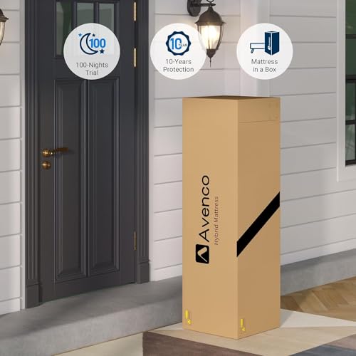 Avenco Queen Size Mattress, Queen Mattress in a Box, 10 Inch Hybrid Mattress Queen, Medium Firm