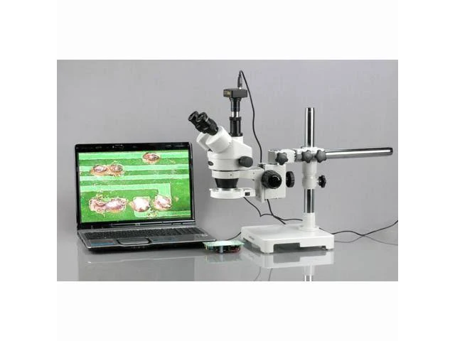 Amscope 3.5X-90X Trinocular LED Boom Stand Stereo Microscope + 5MP Camera