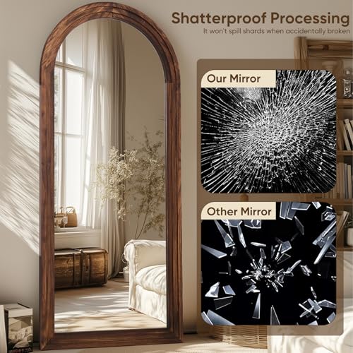 Full Length Mirror, 71"×32" Wooden Mirror Full Length with Stand Wood Floor Mirror, Oversized Stand Up Mirrors Large Wall Mirrors