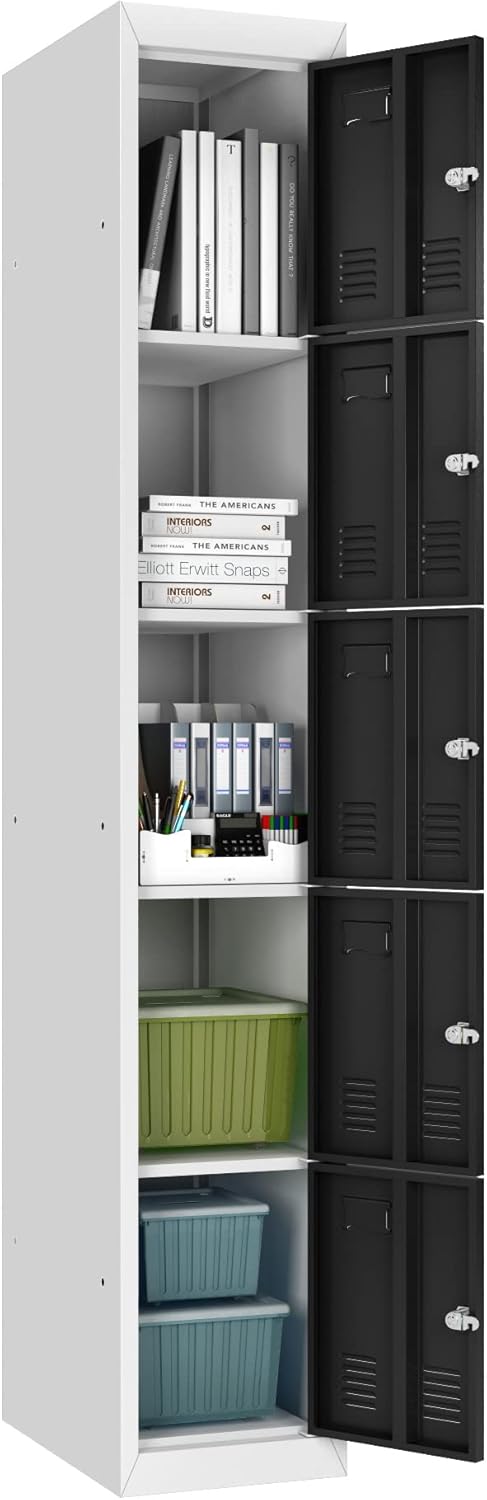 GangMei Steel Locker Storage Cabinet, Metal Wall Lockers for School, Gym, Home, Storage Cabinet Perfect for Office (5 Door)