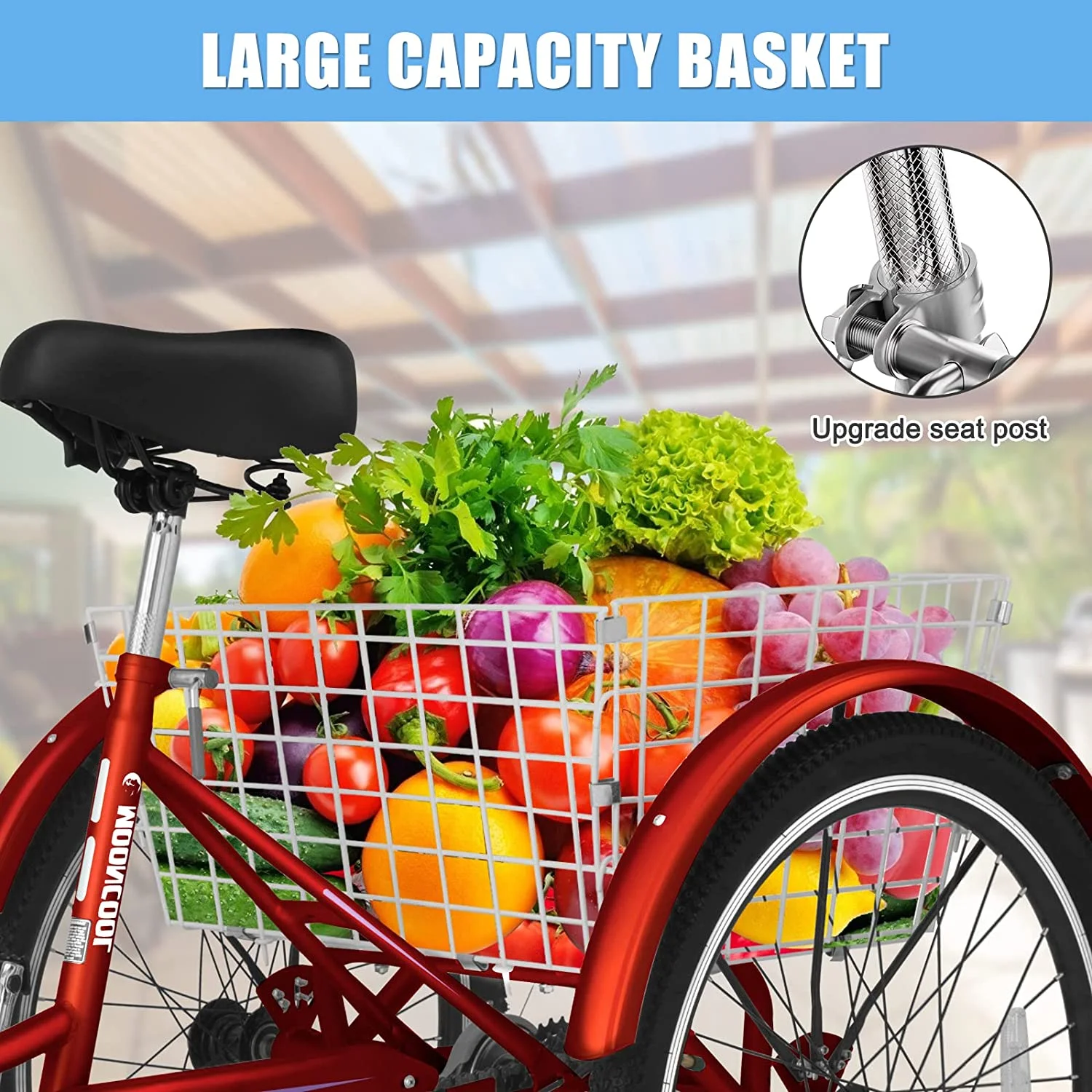 ABORON 26 inch 7 Speed Adult Tricycles , 3-Wheels Cruiser Bike with Basket, Trikes for Women, Men, Seniors,Adult - Curated Treasures Market