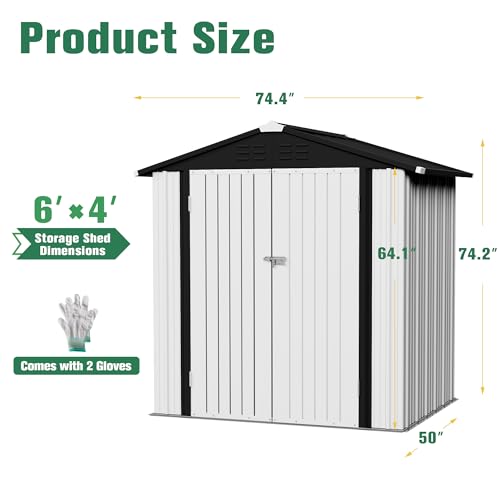 Flamaker Storage Shed Waterproof Metal Garden Shed with Lockable Door Utility Tool Shed Outdoor Storage for Backyard, Patio and Lawn (5 x 3 FT)