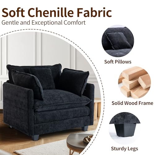 SweetGO corporation 40" Chenille Lounge Chair for Reading, Modern Couch Cozy Sofa Bed