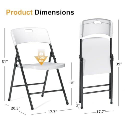 6 Pack Folding Chairs, 700lbs Capacity Heavy Duty Folding Chair with Reinfoced Steel Frame for Indoor/Outdoor Use