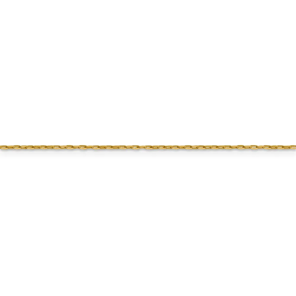 Leslie's Real 14kt Yellow Gold 1mm Diamond Cut Open Long Link Cable Chain; 18 inch; for Adults and Teens; for Women and Men