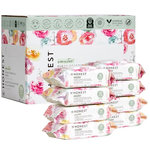 The Honest Company Clean Conscious Unscented Wipes | Over 99% Water, Compostable, Plant-Based, Baby Wipes | Hypoallergenic for Sensitive Skin