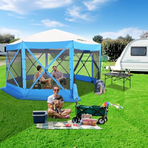 COBIZI 12x12ft Pop up Gazebo Screen Tent Screen House for Camping, Camping Outdoor Screened Gazebo, Canopy Tent