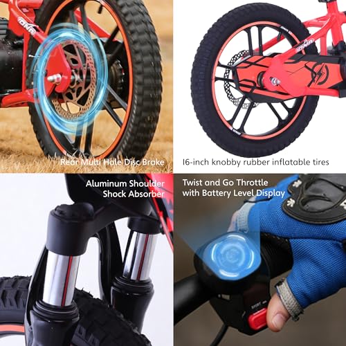 OLALA Electric Dirt Bike for Kids Aged 3-6, 170W Racing Grade Electric Motorcycle, New Aluminum Frame with 2 Power Modes, 24V Detachable Battery