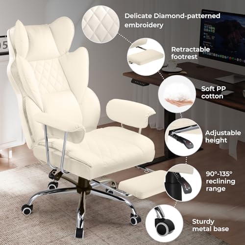 COMHOMA Big and Tall Office Chair, High Back Leather Gaming Chair with Footrest