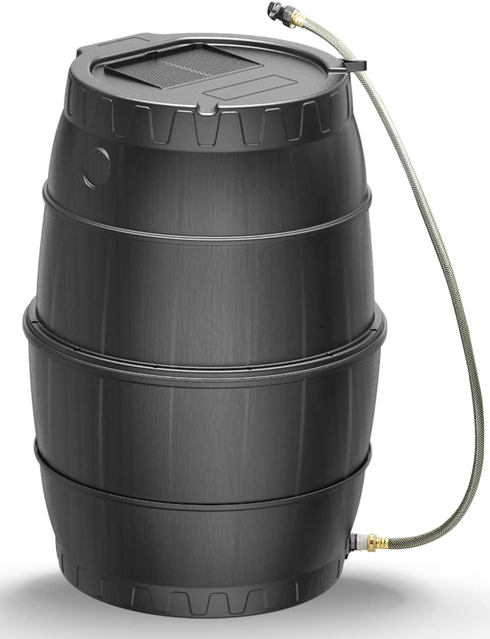 SQUEEZE master 50 Gallon Rainwater Collection Barrel-BPA Free Home Rain Catcher with Outlet Hose-Flatback Designed Water Storage Collection Barrel