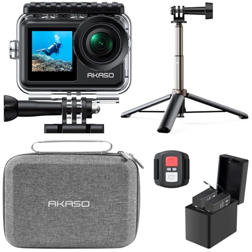 AKASO Brave 7 LE 4K30fps Action Camera with 256GB MicroSDXC U3 Memory Card Accessories Kit Bundle Ultra HD 131FT Waterproof Camera EIS 2.0 WiFi