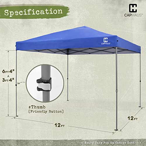 CAPHAUS 12ft x 12ft Patented One-Push Pop Up Outdoor Canopy Tent, Heavy-Duty Commercial Grade w/Central Lock