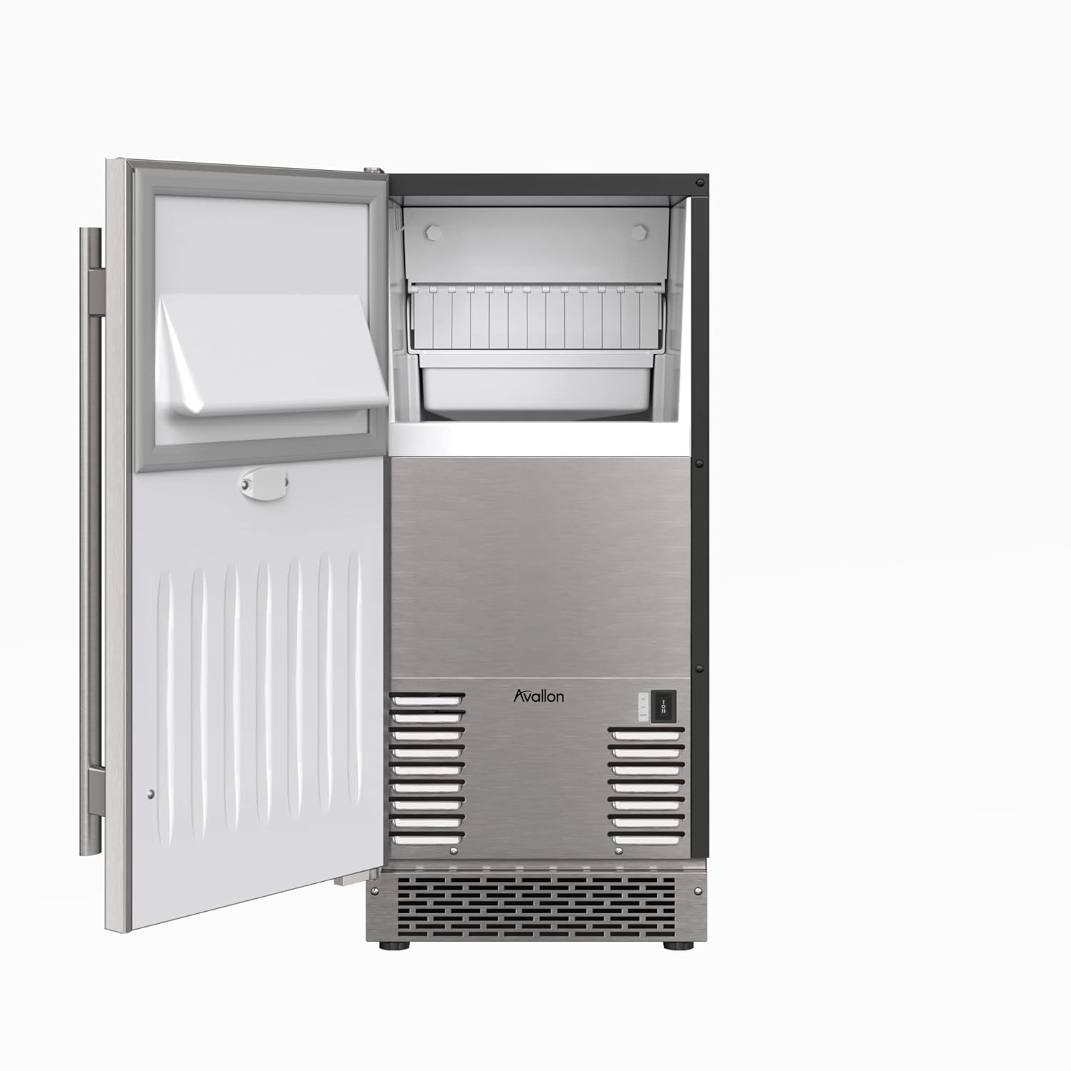 Avallon AIMG151GSSILH 15 Inch Wide 26 Lbs. Built-in/Free Standing Ice Maker with 56 Lbs. Daily Ice Production and Wash Mode