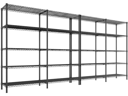 REIBII 73''W Storage Shelves Load 1650 LBS Metal Shelving 5-Tier Wire Shelving Unit for Storage Rack Adjustable Heavy Duty Metal Shelves for Pantry