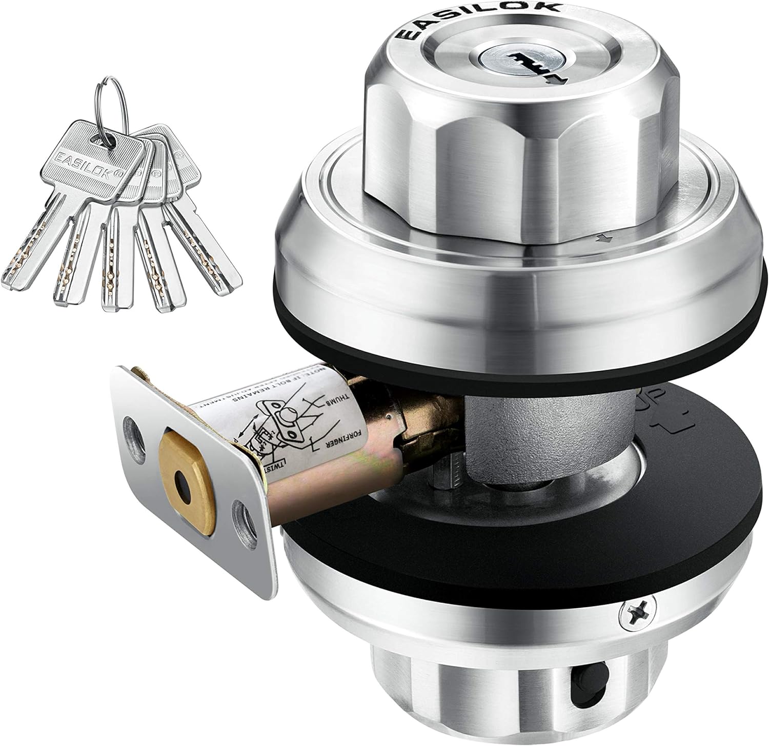 Twist to Lock deadbolt Lock keyless mechnically,a Dead-Button Works as Child Safety Lock for Front Door Lock on Interior Door knob