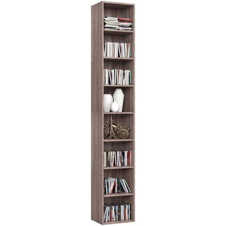 Cinak CD DVD Storage Tower Rack, 8-Tier Wooden Media Storage Organizer Cabinet Unit, 71 Inches Height Bookshelf Display Bookcase