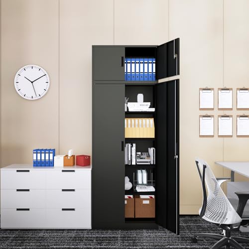 Metal Storage Cabinet with 2 Doors and 5 Adjustable Shelves
