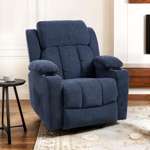 FLEXISPOT XL31 Power Lift Recliner Chair for Elderly, Electric Lift Chair with Massage & Heat, PU Leather Reclining Sofa w/Cup Holders