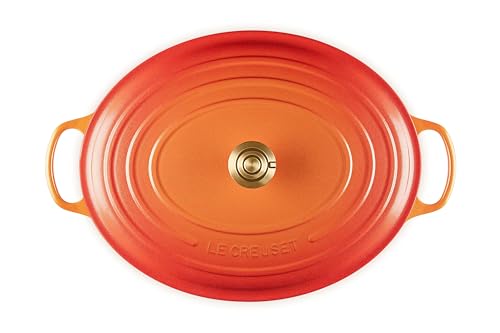 Le Creuset Enameled Cast Iron Signature Oval Dutch Oven, 15.5 qt., Flamme Doree with Crucible Knob
