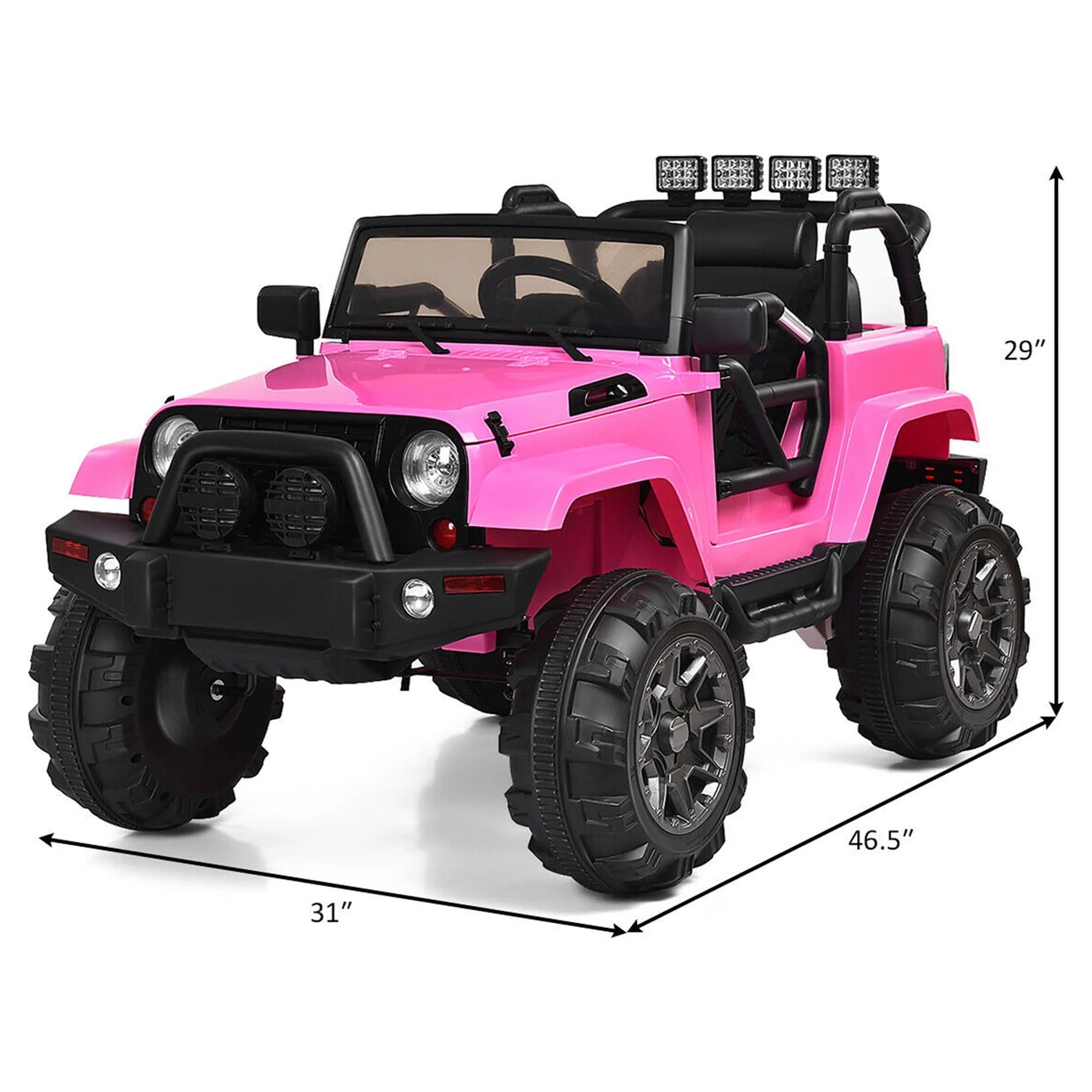 Gymax Electric 12V Kids Ride-on Car Truck Parent Control with 2.4 GHZ Remote Control Pink