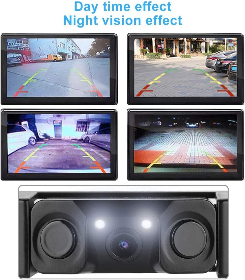 3 in 1 2LED Car License Plate Frame Parking Sensor Radar Rearview Reverse Backup Camera Pack of 2