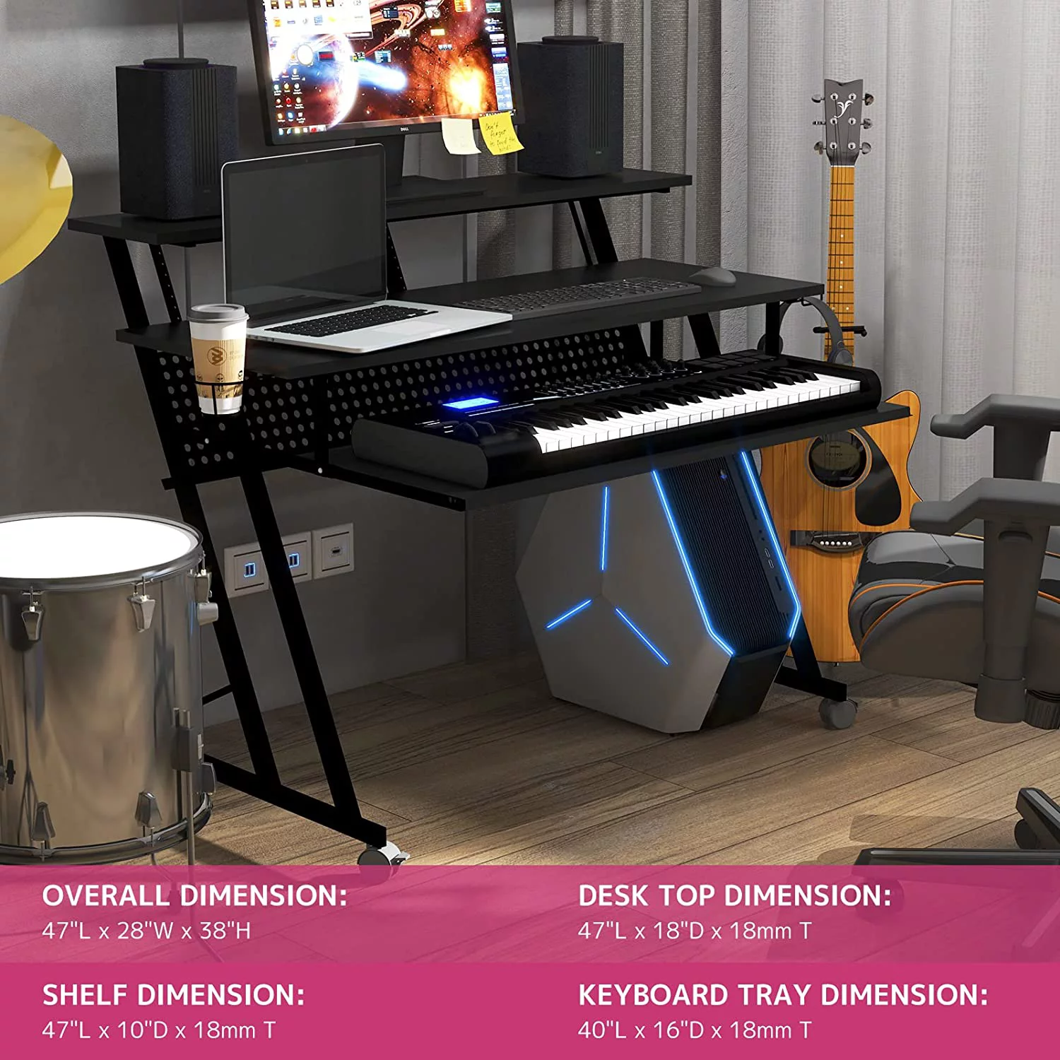 Music Studio Producer Recording Piano Desk Workstation Table - Radiant Selections